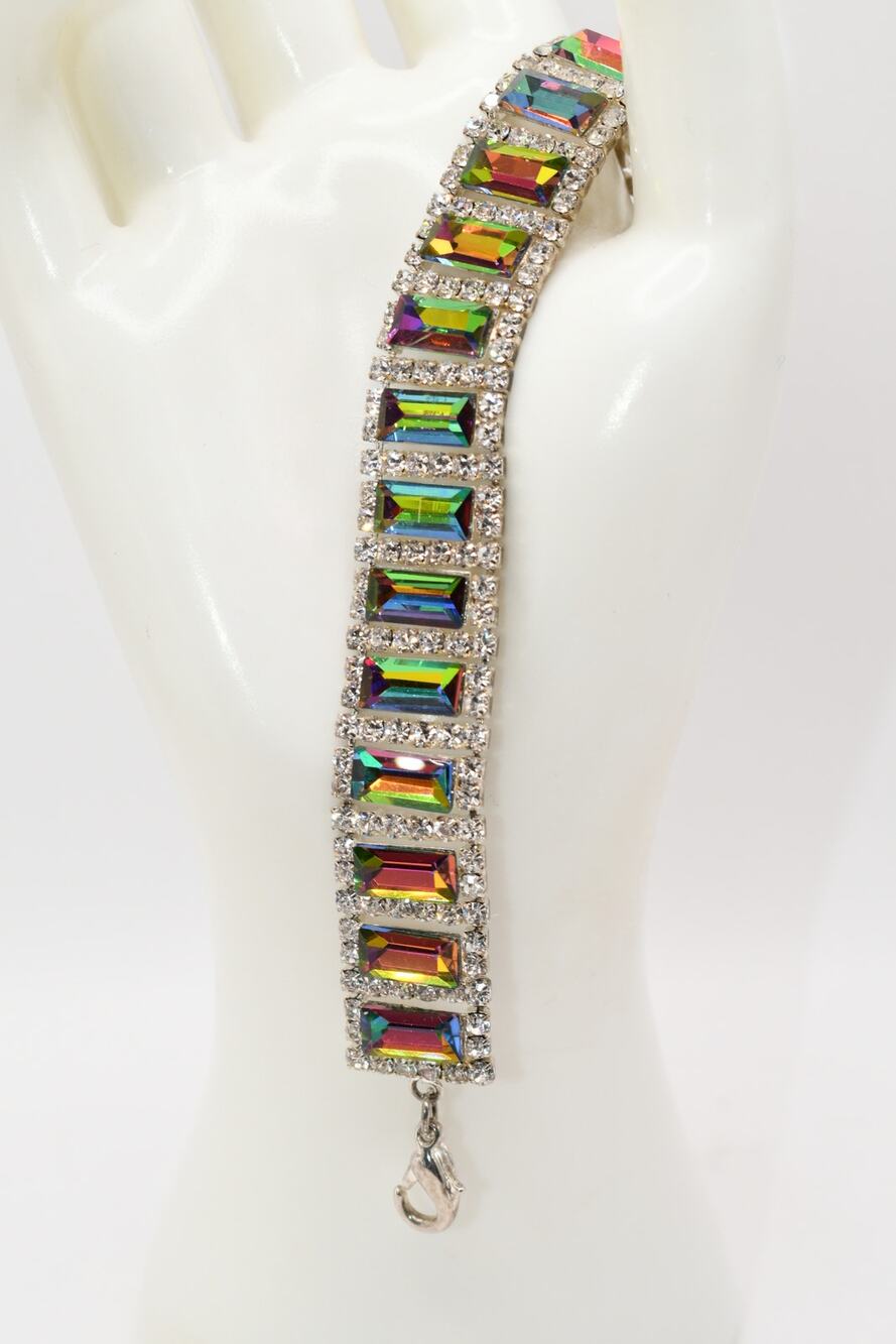 Christina Collection Rainbow Rhinestone Bracelet Silver 7-9 Inch